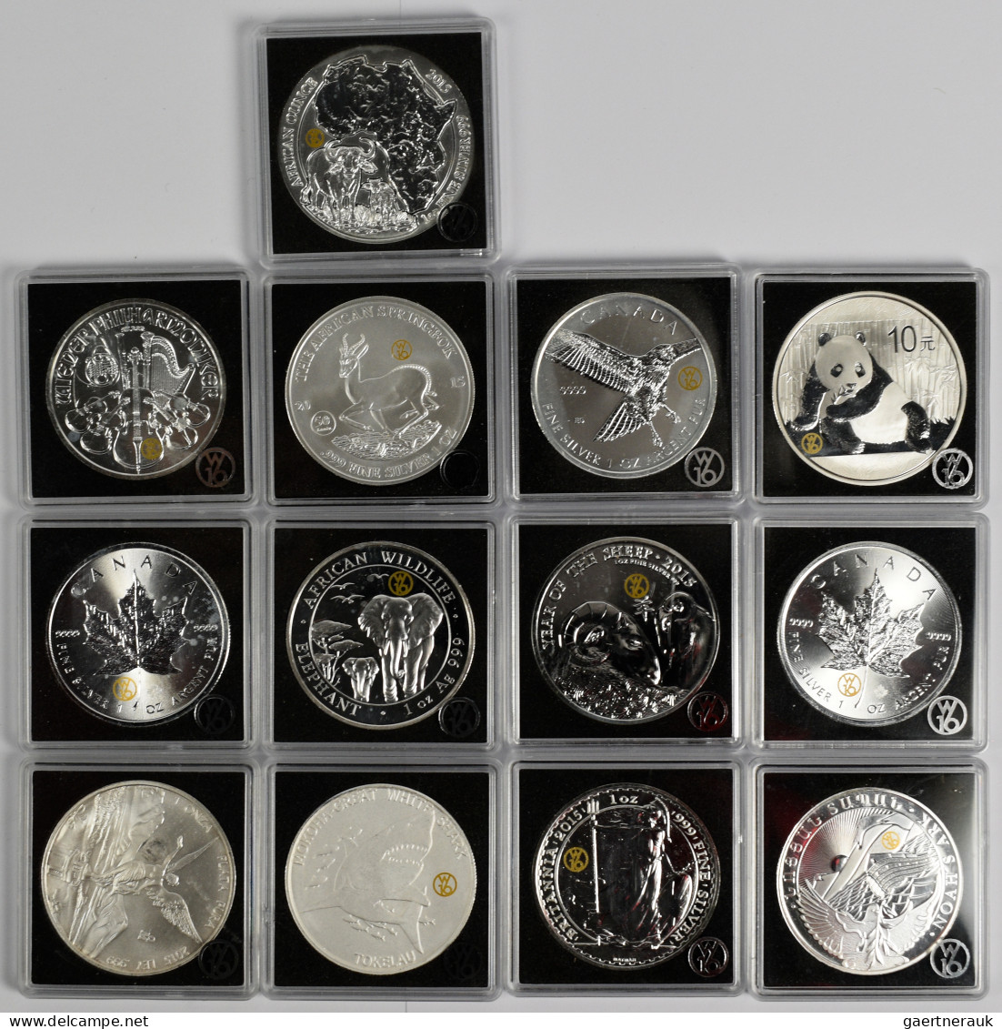 Alle Welt: Lot 13 Silberunzen In Quadrumdosen Aus Der Serie W16. - Collections & Lots