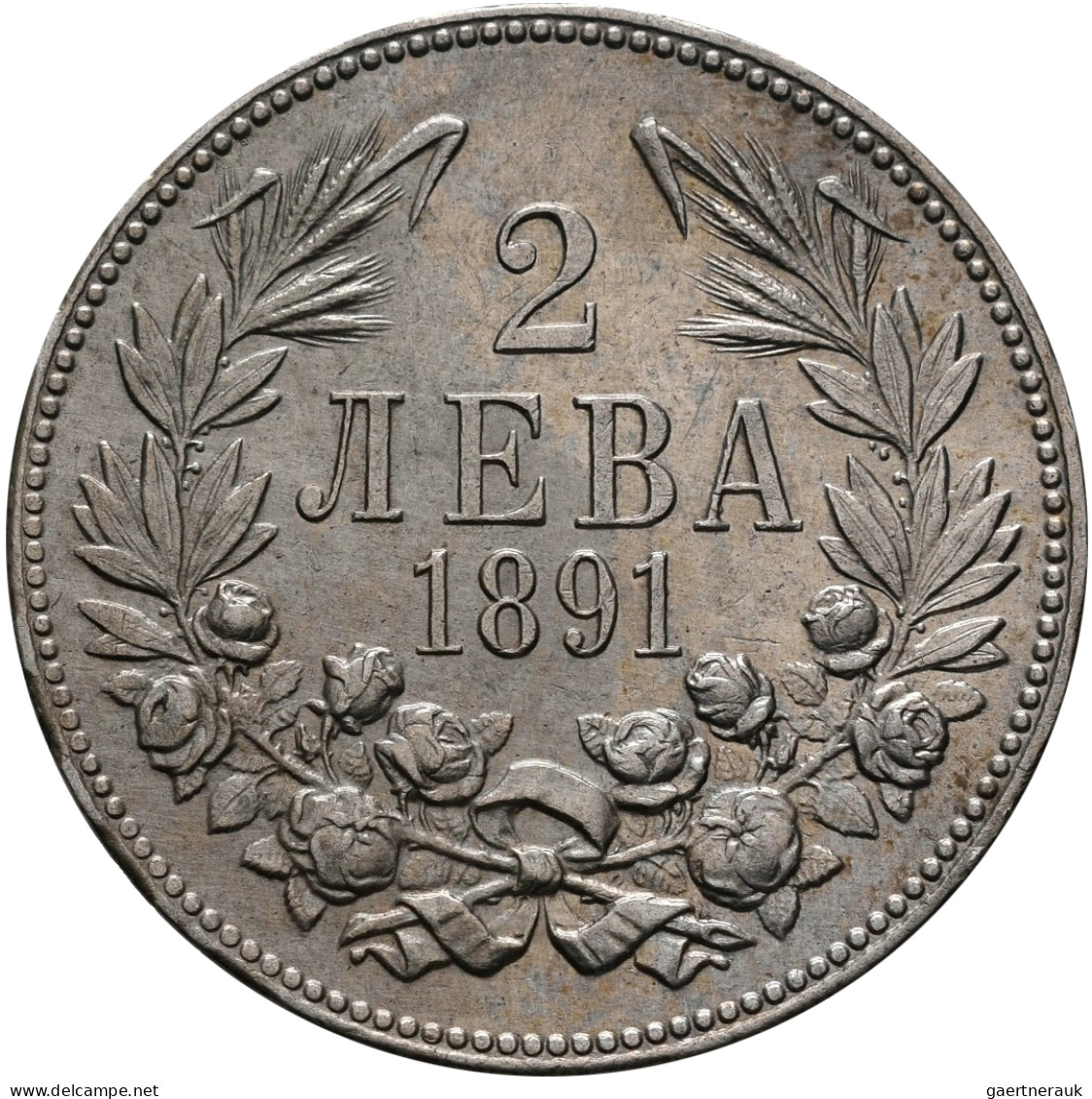 Bulgarien: Ferdinand I. 1887-1908: 2 Leva 1891, KM# 14, Vorzüglich. - Bulgaria