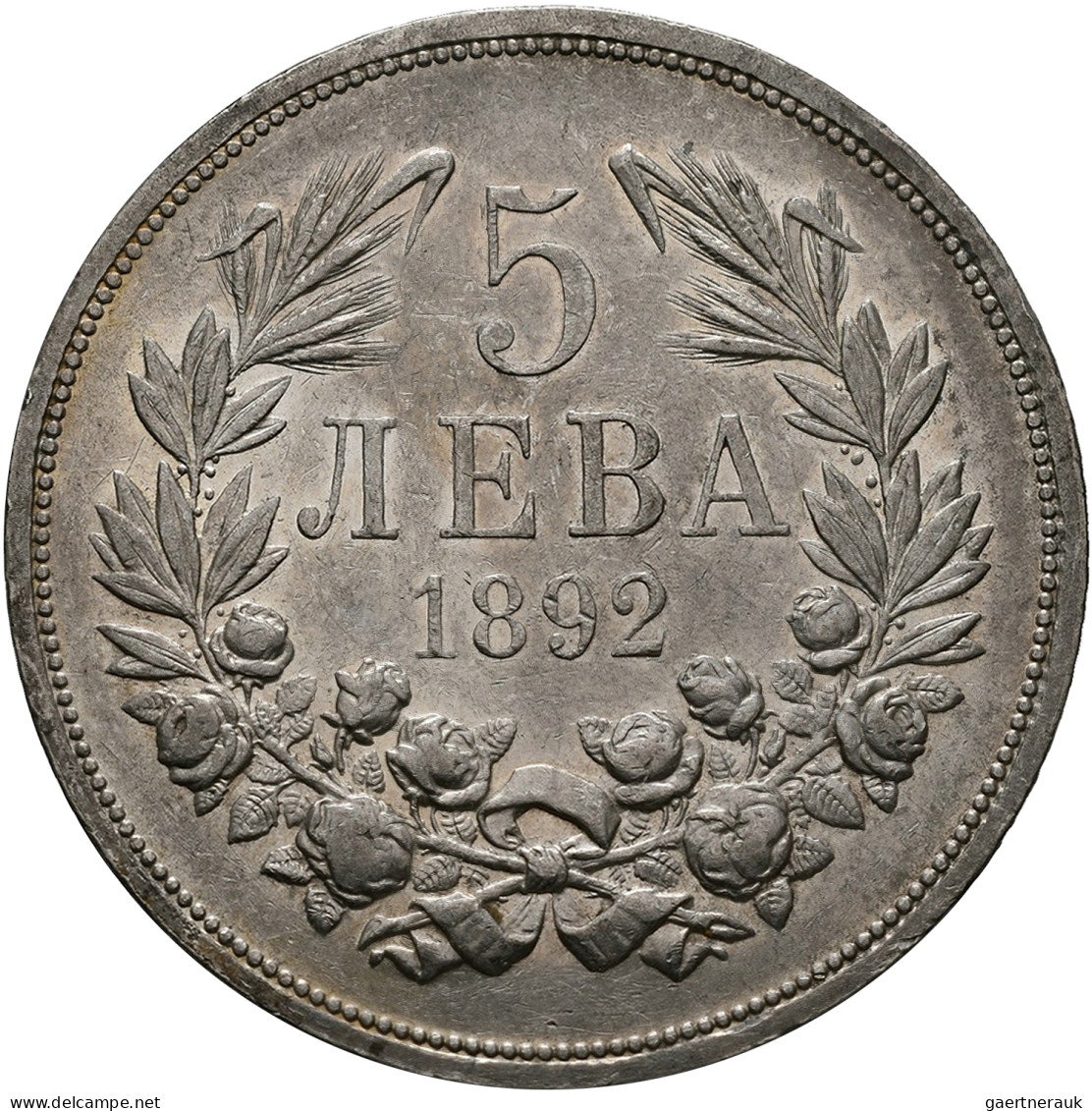 Bulgarien: Ferdinand I. 1887-1908: 5 Leva 1892, KM# 15, Fast Vorzüglich. - Bulgaria