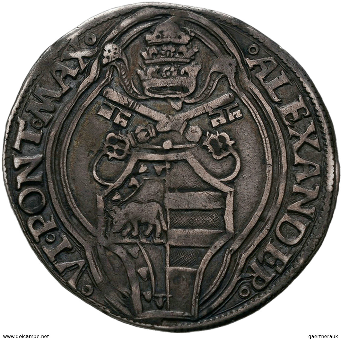 Italien: Kirchenstaat, Alexander VI. 1492-1503; AR Grosso O. J., Ancona, 3,18 G, - 1861-1878 : Víctor Emmanuel II