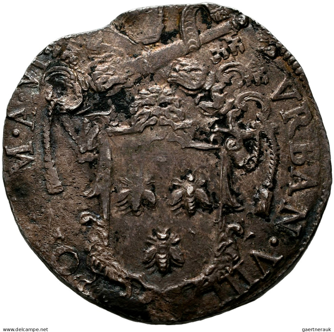 Italien: Kirchenstaat, Urban VIII. 1623-1644: Lot 2 Stück; AR-Testone, AN VI, Mz - 1861-1878 : Victor Emmanuel II