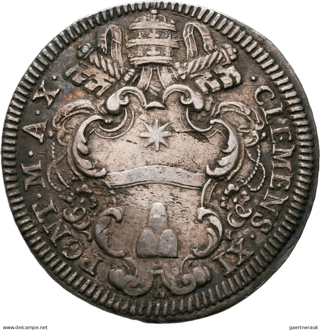 Italien: Kirchenstaat, Clemens XI. 1700-1721: AR-Gulio AN X (1710); 3 G, Muntoni - 1861-1878 : Victor Emmanuel II