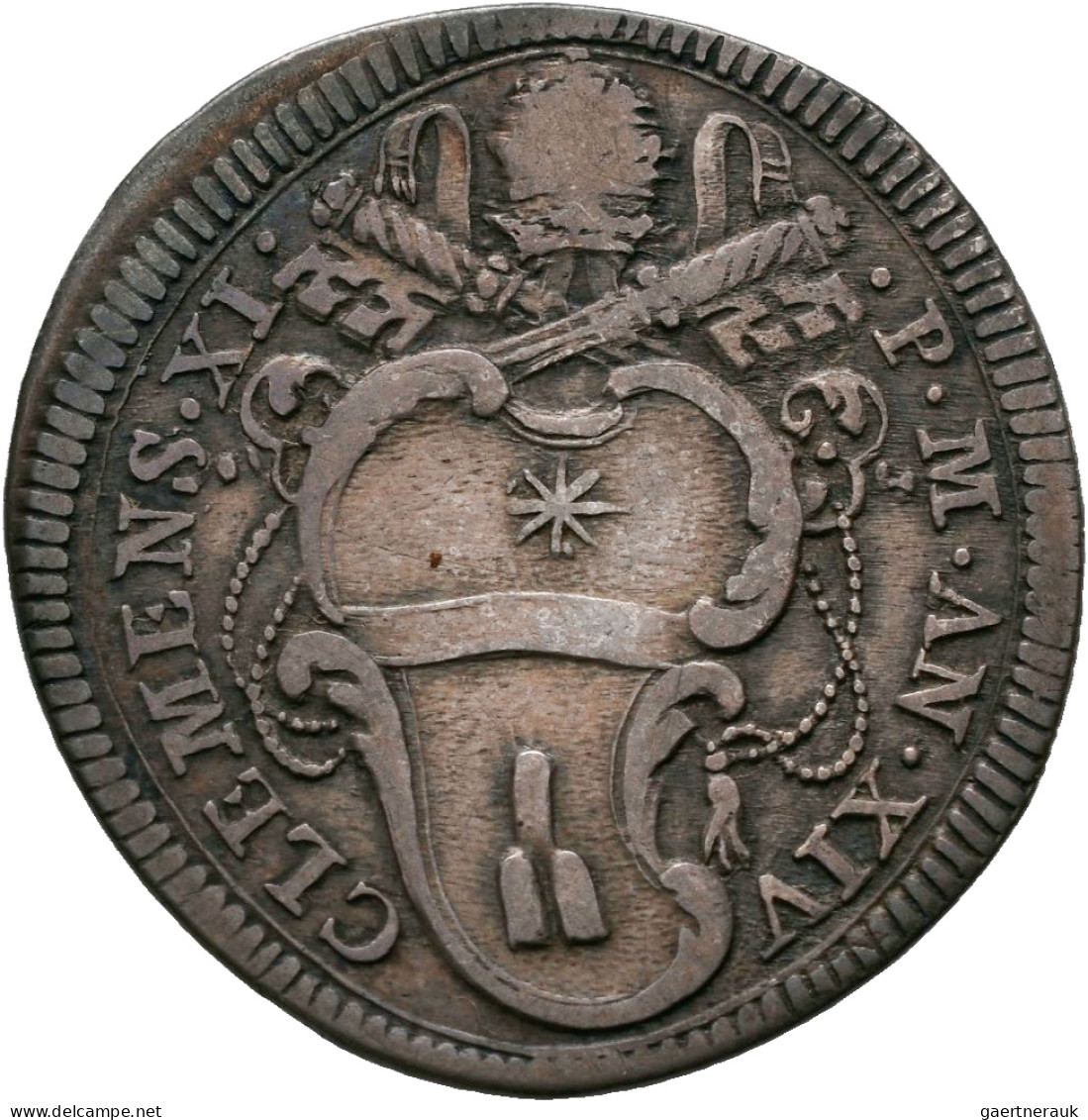 Italien: Kirchenstaat, Clemens XI. 1700-1721: AR-Gulio AN XIV (1714); 2,99 G, Mu - 1861-1878 : Víctor Emmanuel II