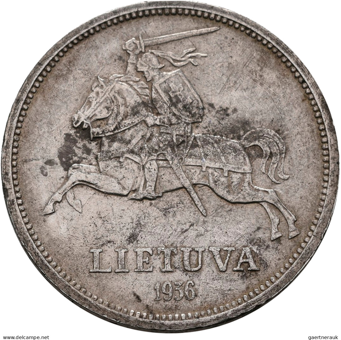 Litauen: 5 Litai 1936 Jonas Basanavicius (2x), KM# 82 Plus 1 Litas 1925. Lot 3 M - Litauen