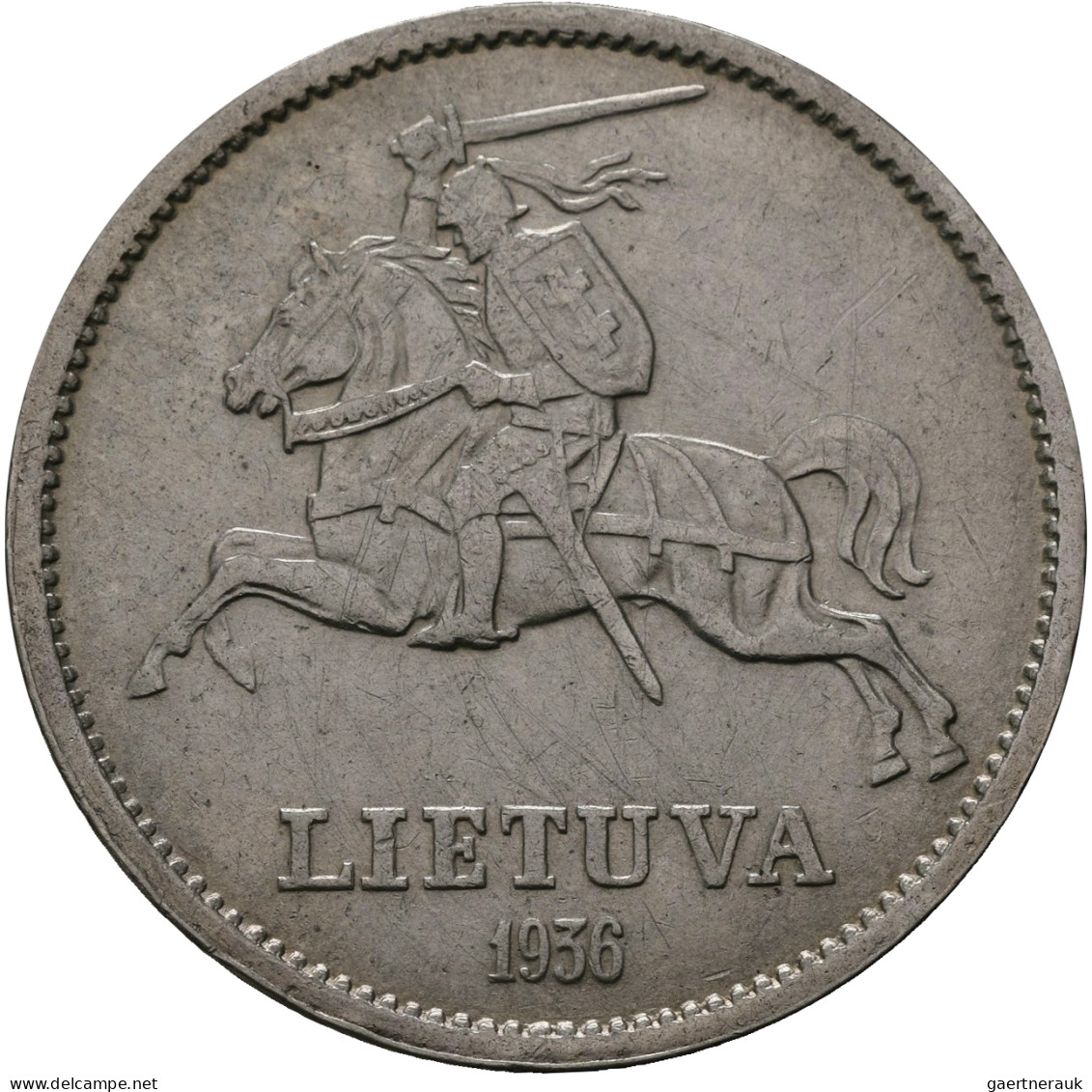 Litauen: 10 Litu 1936 Großfürst Vytautas, KM# 83. Dabei Noch 10 Litu 1938 Auf 20 - Lituanie