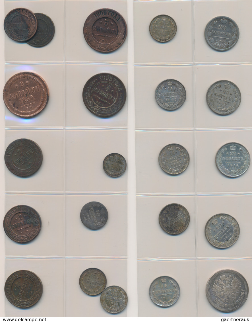 Russland: Sammlung 22 Münzen Aus Dem Zarenreich 1816-1916, Dabei 1, 2 Und 3 Kope - Russie