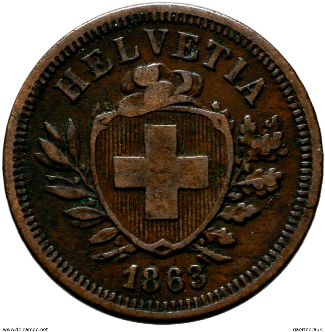 Schweiz: 1 Rappen 1863 B, Seltener Jahrgang, MHZ 2-1215h. Tolle Patina, Sehr Sch - Altri & Non Classificati