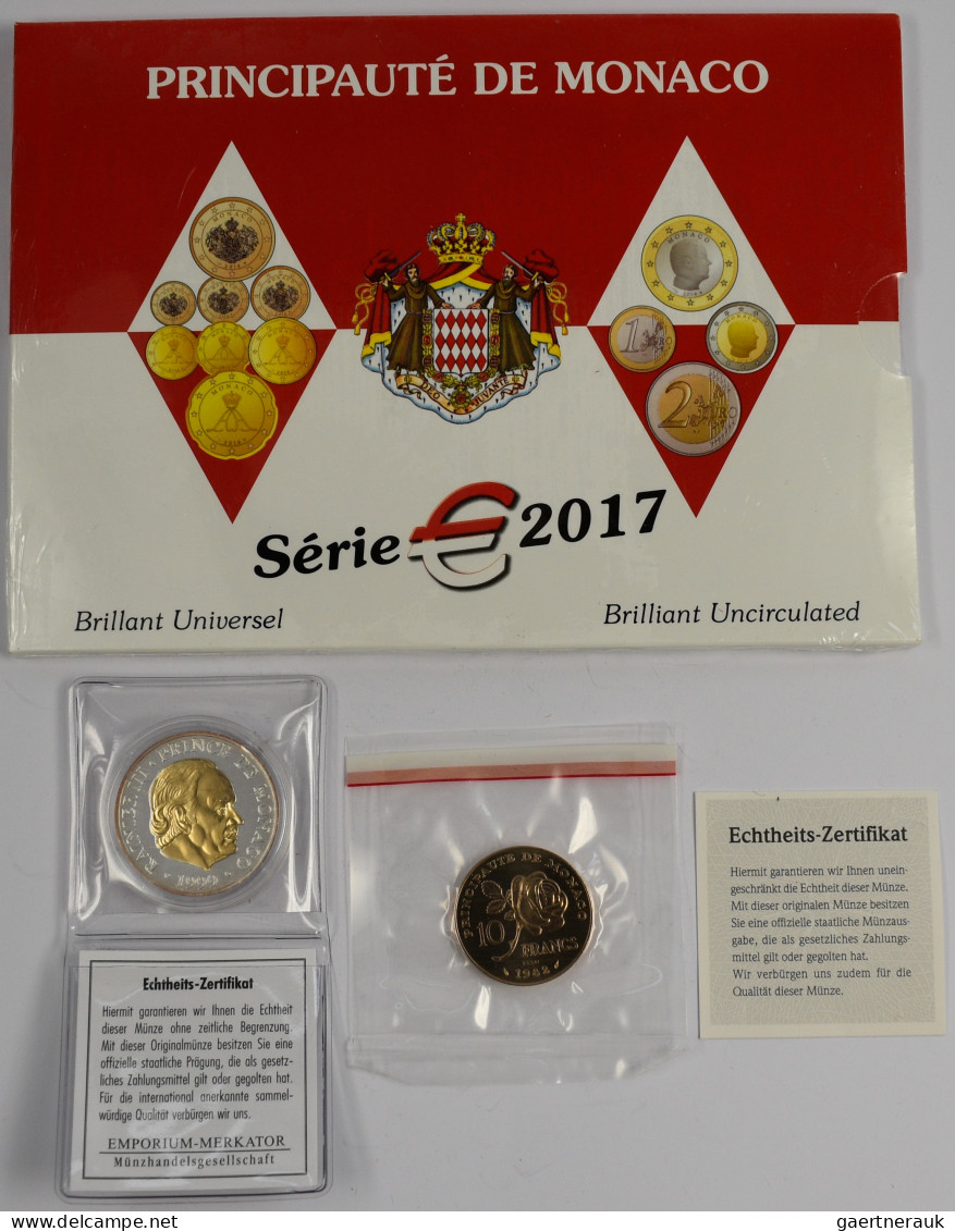 Monaco: Albert II. 2005-,: Kursmünzensatz 2017, 1 Cent Bis 2 Euro, Im Folder Wie - Monaco