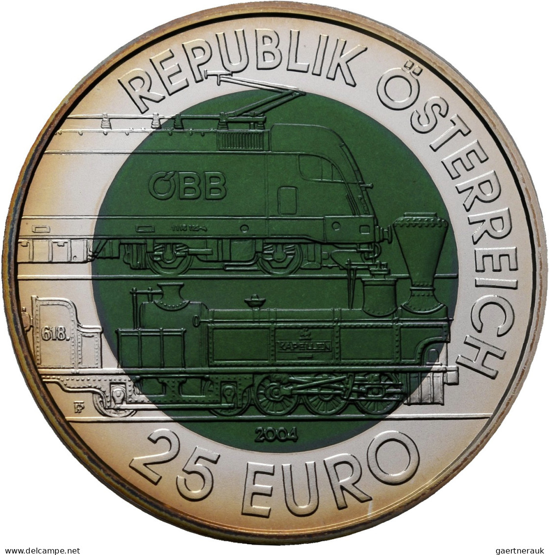 Österreich: 25 Euro 2004 150 Jahre Semmeringbahn. Silber-Niob-Legierung. KM# 310 - Austria