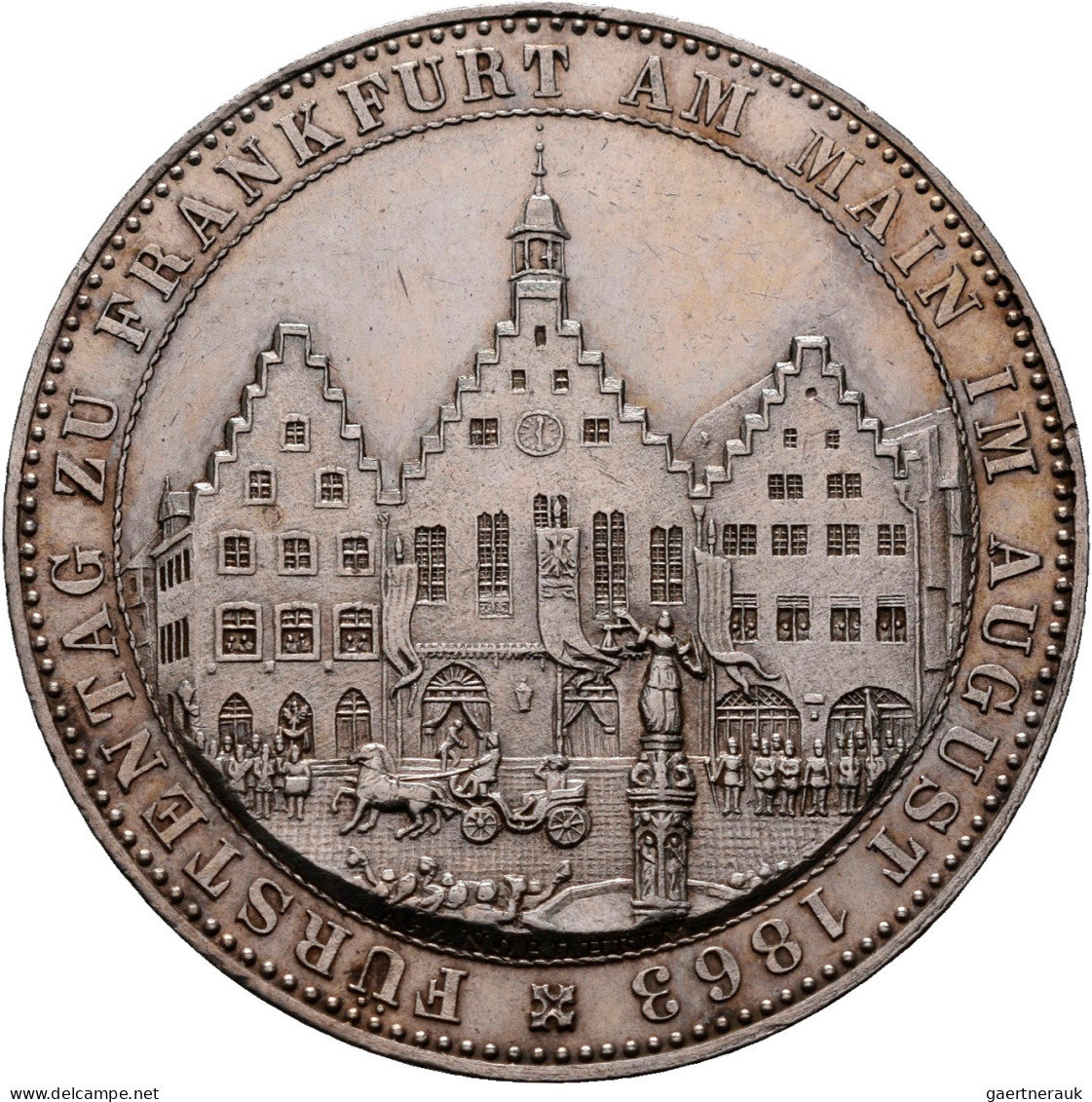 Frankfurt Am Main: Freie Stadt: Taler 1863 (Ein Gedenkthaler), Fürstentag, AKS 4 - Otros & Sin Clasificación