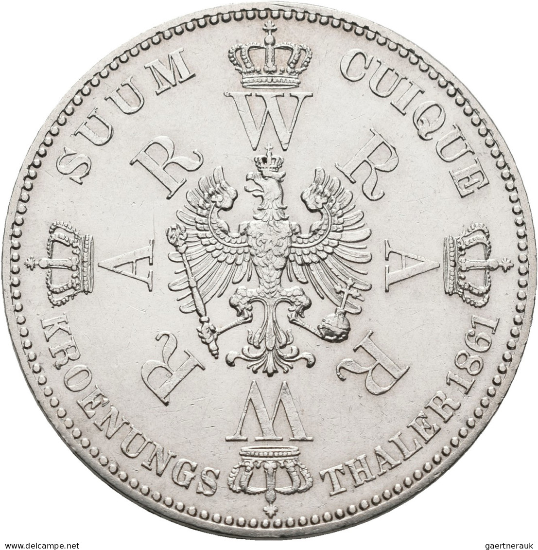 Preußen: Wilhelm I. 1861-1888: Taler 1861 (Krönungstaler) Wilhelm Mit Augusta, A - Sonstige & Ohne Zuordnung