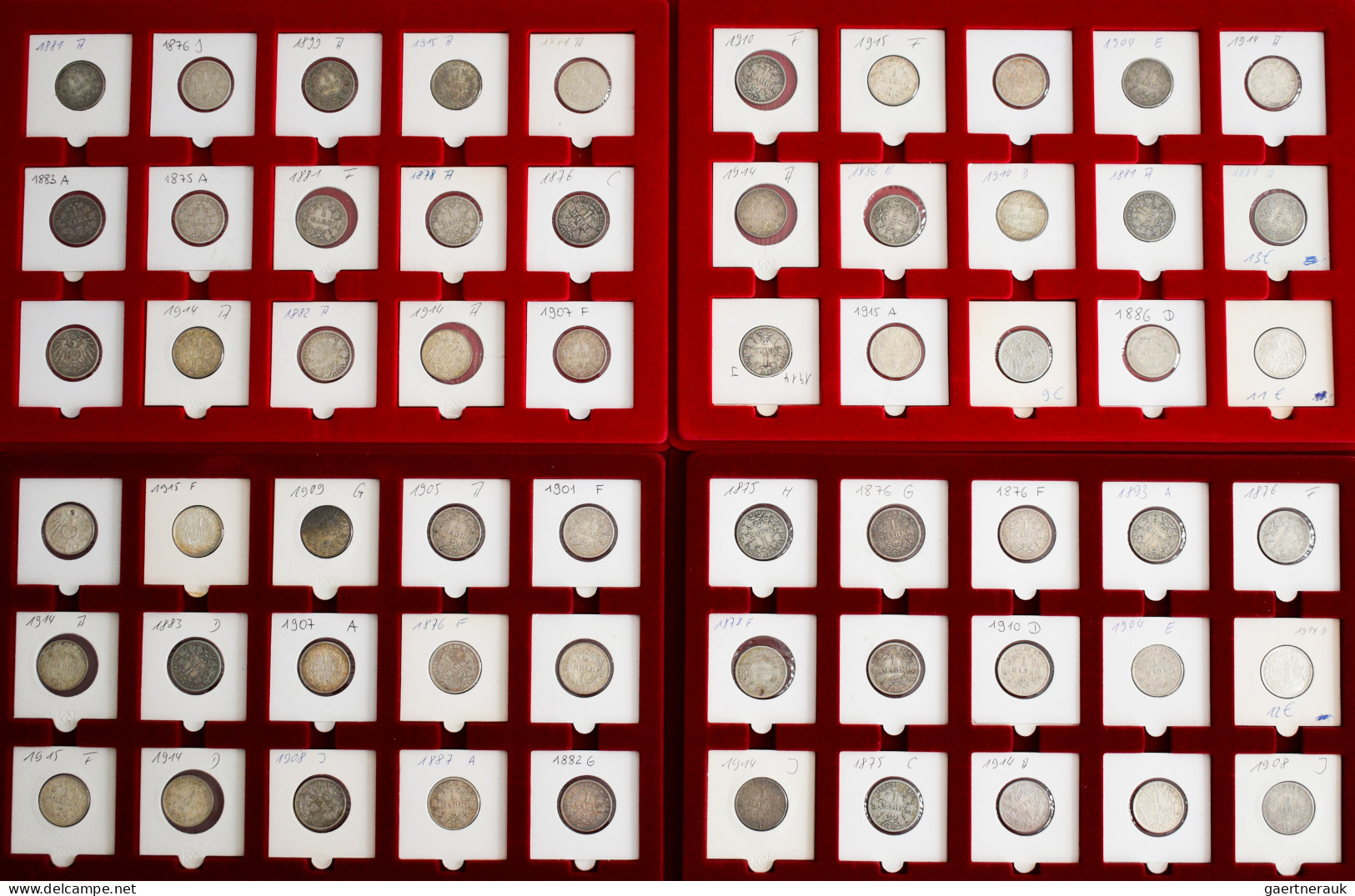 Umlaufmünzen 1 Pf. - 1 Mark: Konvolut Von 60 X 1 Mark 1875-1916; Dabei Bessere J - Taler & Doppeltaler