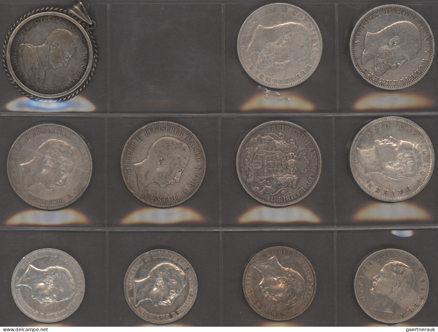 Umlaufmünzen 2 Mark Bis 5 Mark: Münzblatt Mit 4 X 3 Mark Und 7 X 5 Mark Aus Baye - Taler & Doppeltaler