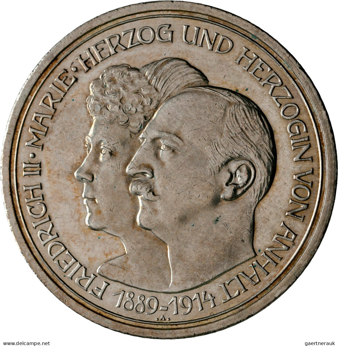Anhalt: Friedrich II. 1904-1918: 5 Mark 1914, Mit Ehefrau Marie Von Baden, Silbe - Taler Et Doppeltaler