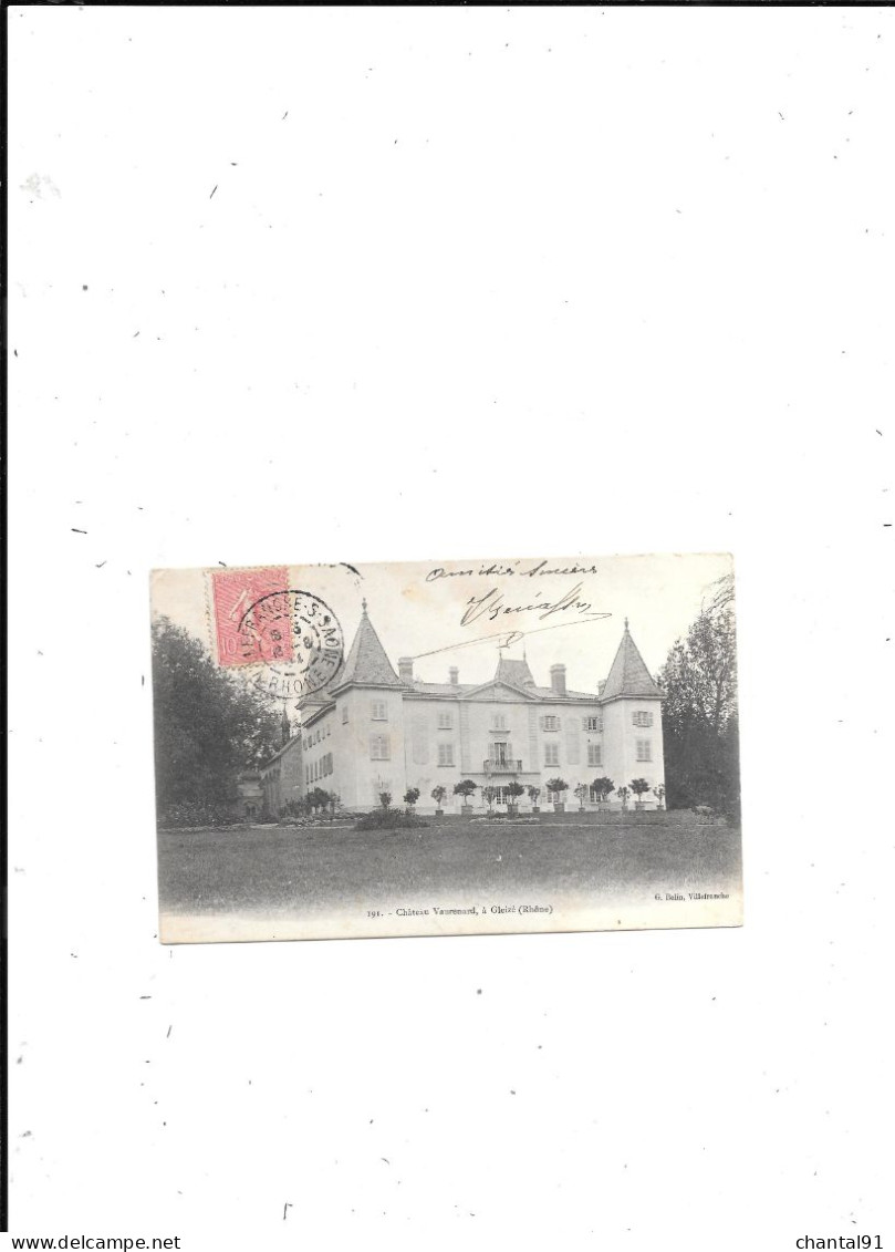 CARTE POSTALE 69 GLEIZE CHATEAU VAURENARD VOYAGEE - Gleize