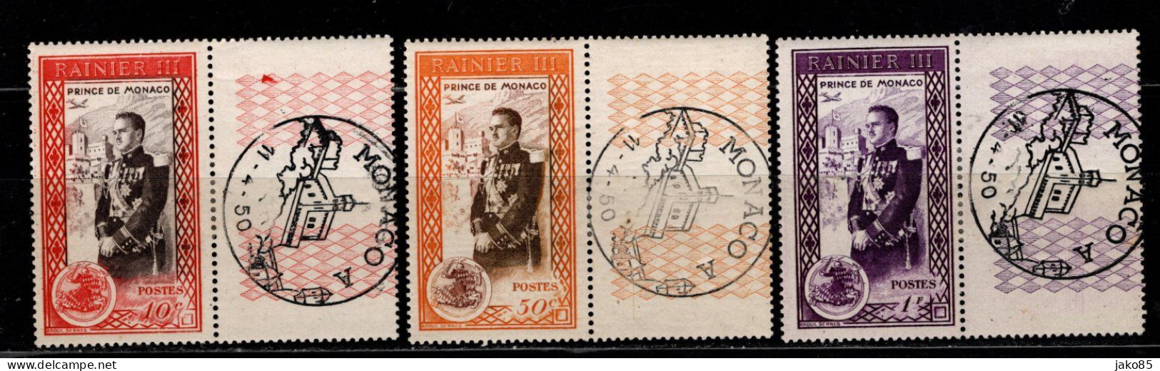 - MONACO - 1950 - YT N° 338 / 340 - ** - Prince Rainier III - Nuevos