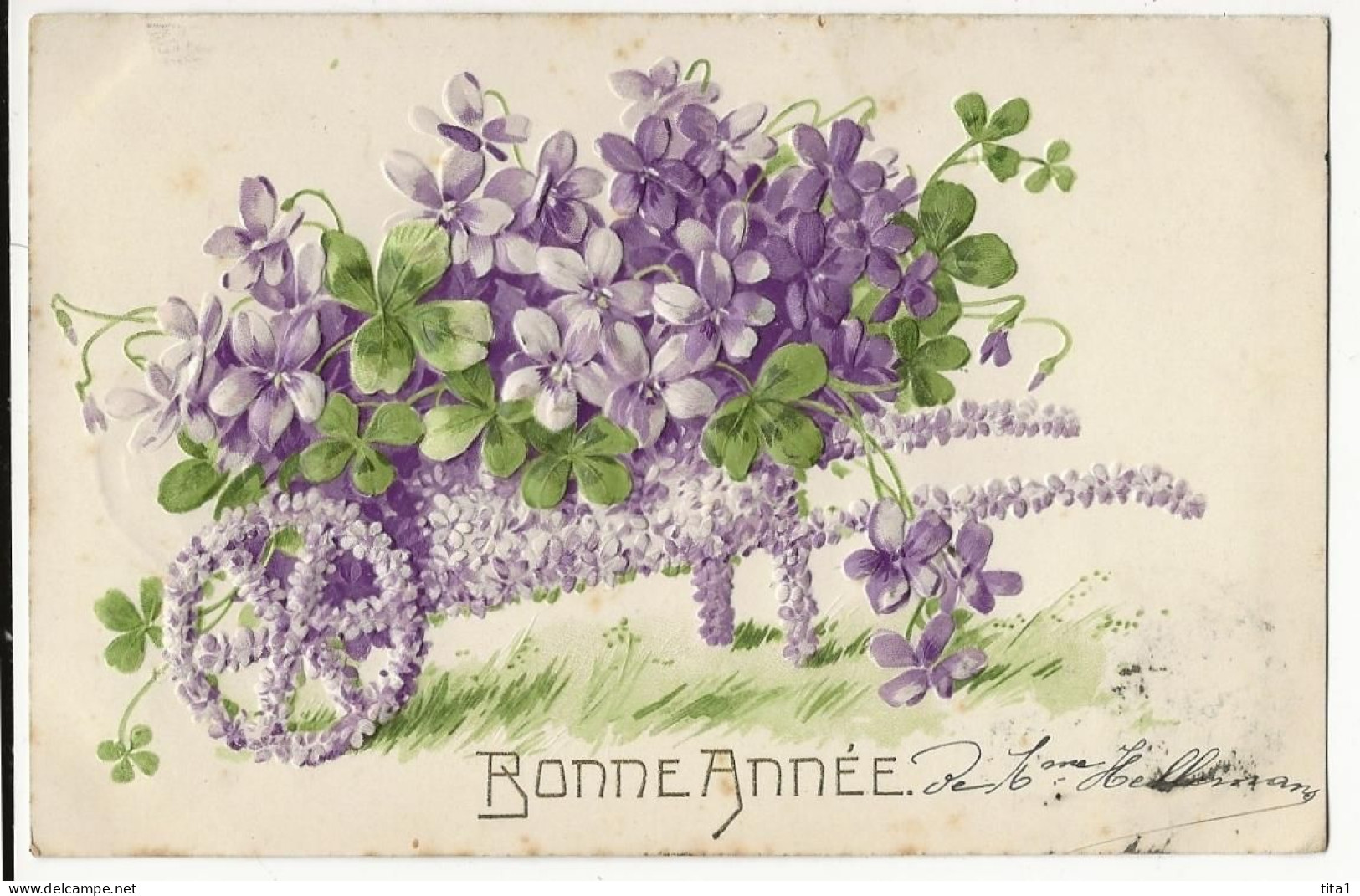 2799  - Bonne Année -  Violettes " En Relief" - Año Nuevo