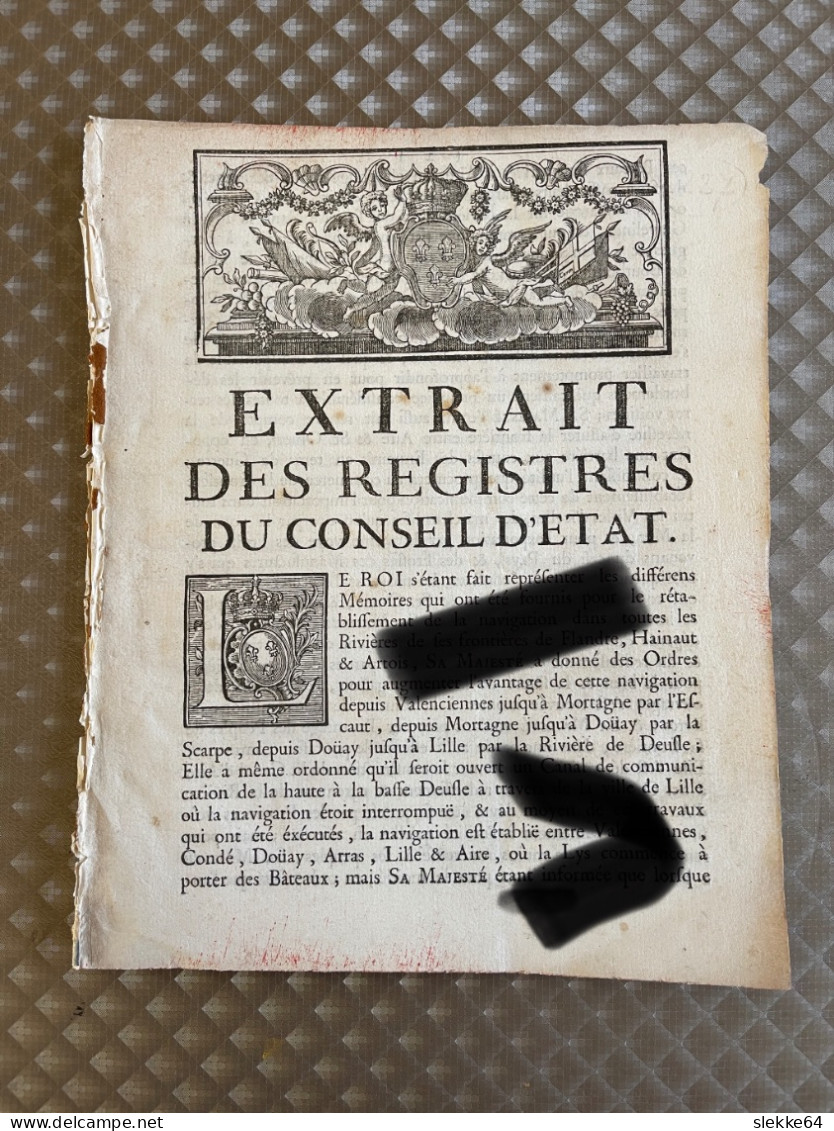 Lodewijk XV, 1753, Decreet Over Waterlopen In Noord-Frankrijk - Historical Documents