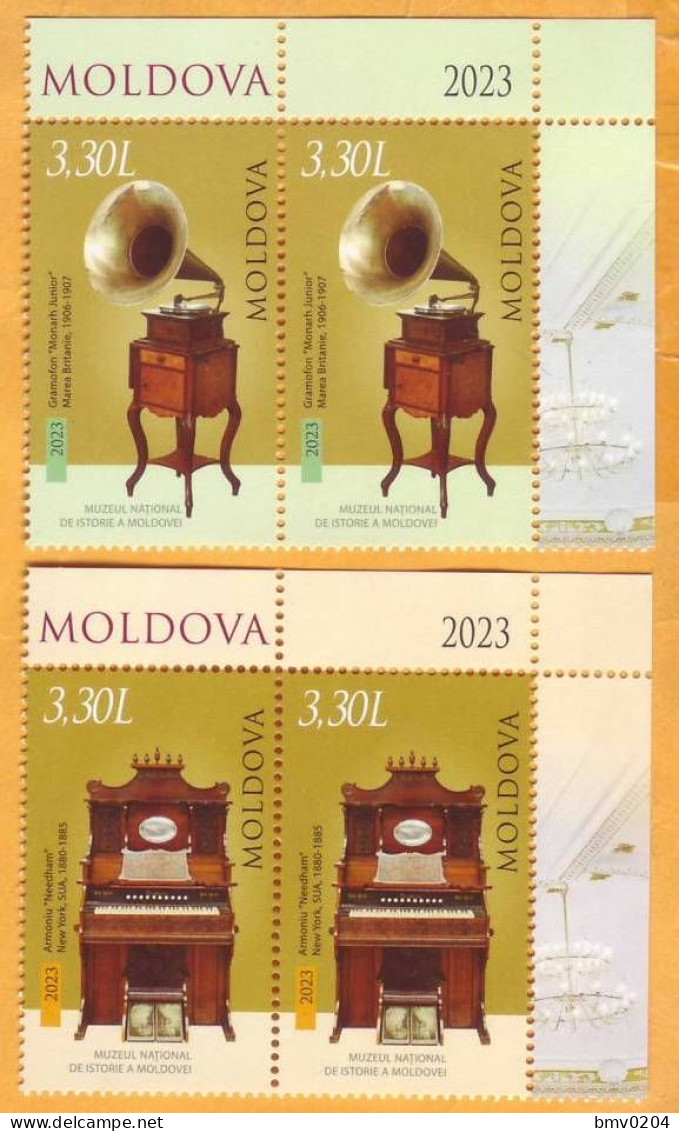 2023  Moldova  Harmonium ”Needham”, New York, Gramafon ”Monarh”, Berlin, Germania, 2х2v Mint - Moldavie