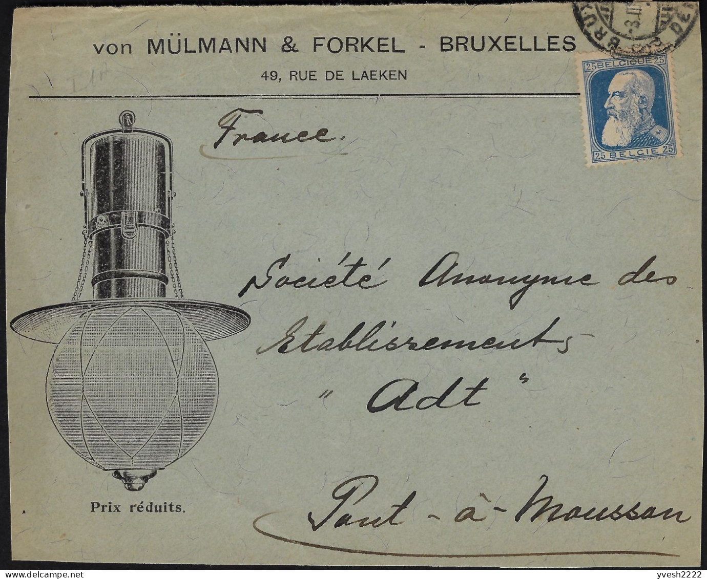 Belgique 1900 Y&T 74 Et 76. 2 Devants D'enveloppes. Von Mülmann & Forkel, Lampiste. Lampes Différentes - Electricidad