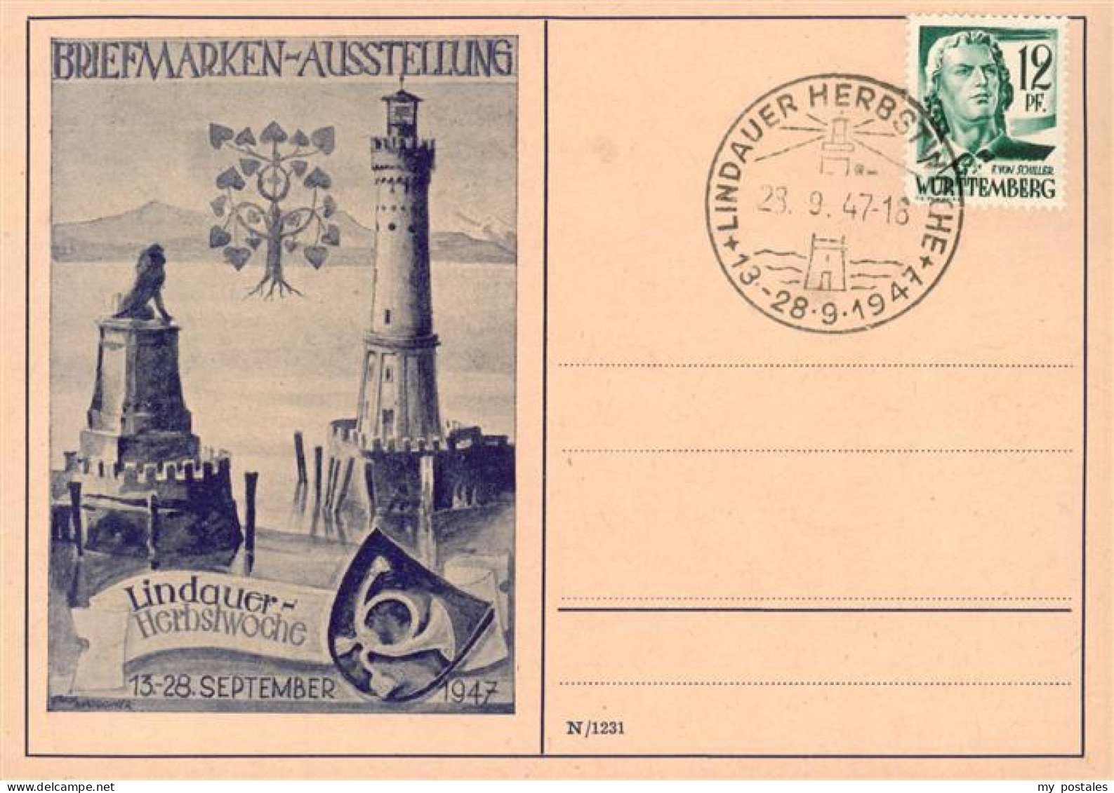 73887544 Lindau  Bodensee Briefmarken-Ausstellung 1947 Werbeplakat  - Lindau A. Bodensee