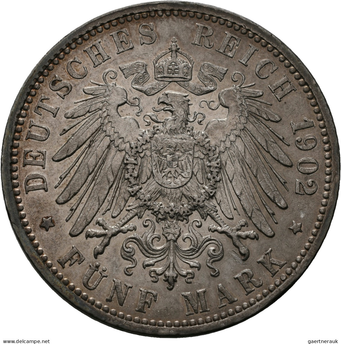 Baden: Friedrich I. 1852-1907: 5 Mark 1902 G, Jaeger 29. Feine Patina, Kleine Kr - Taler Et Doppeltaler