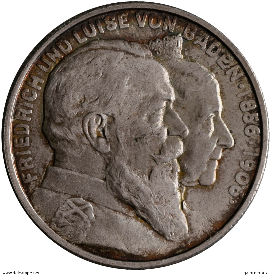 Baden: Friedrich I. 1852-1907: 2 Mark 1906, Goldene Hochzeit, Jaeger 34. Dazu 5 - Taler En Doppeltaler