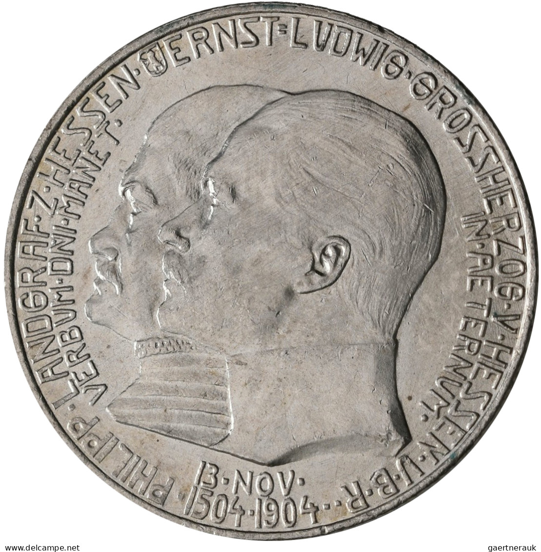 Hessen: Ernst Ludwig 1892-1918: 2 Mark 1904 A, Zum 400. Geb. Philipps Des Großmü - Taler Et Doppeltaler