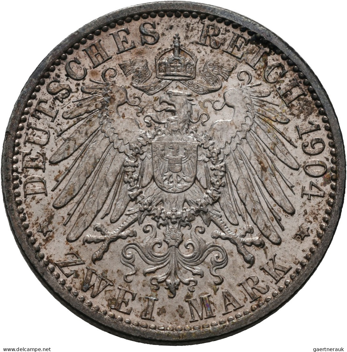 Mecklenburg-Schwerin: Friedrich Franz IV. 1897-1918: 2 Mark 1904, Zur Hochzeit M - Taler & Doppeltaler