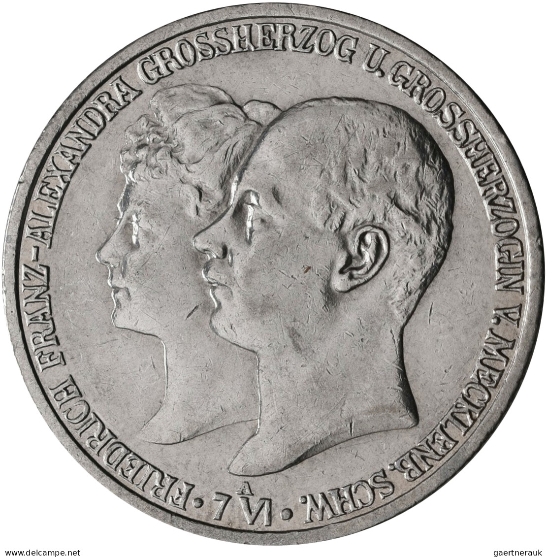 Mecklenburg-Schwerin: Friedrich Franz IV. 1897-1918: 2 Mark 1904, Zur Hochzeit M - Taler & Doppeltaler