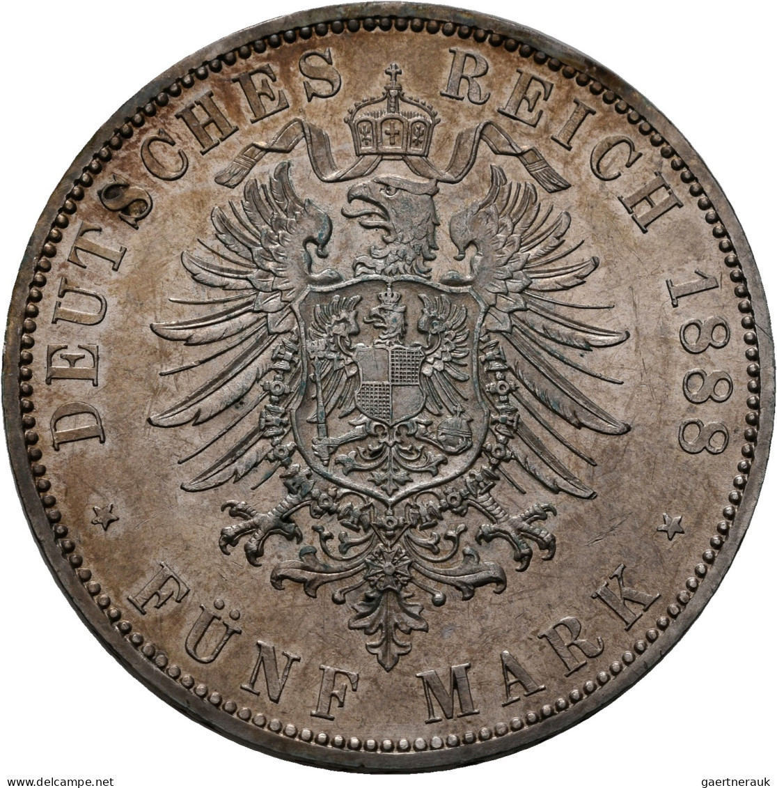 Preußen: Friedrich III. 1888: 5 Mark 1888 A, Jaeger 99. Kleine Kratzer, Tolle Pa - Taler Et Doppeltaler