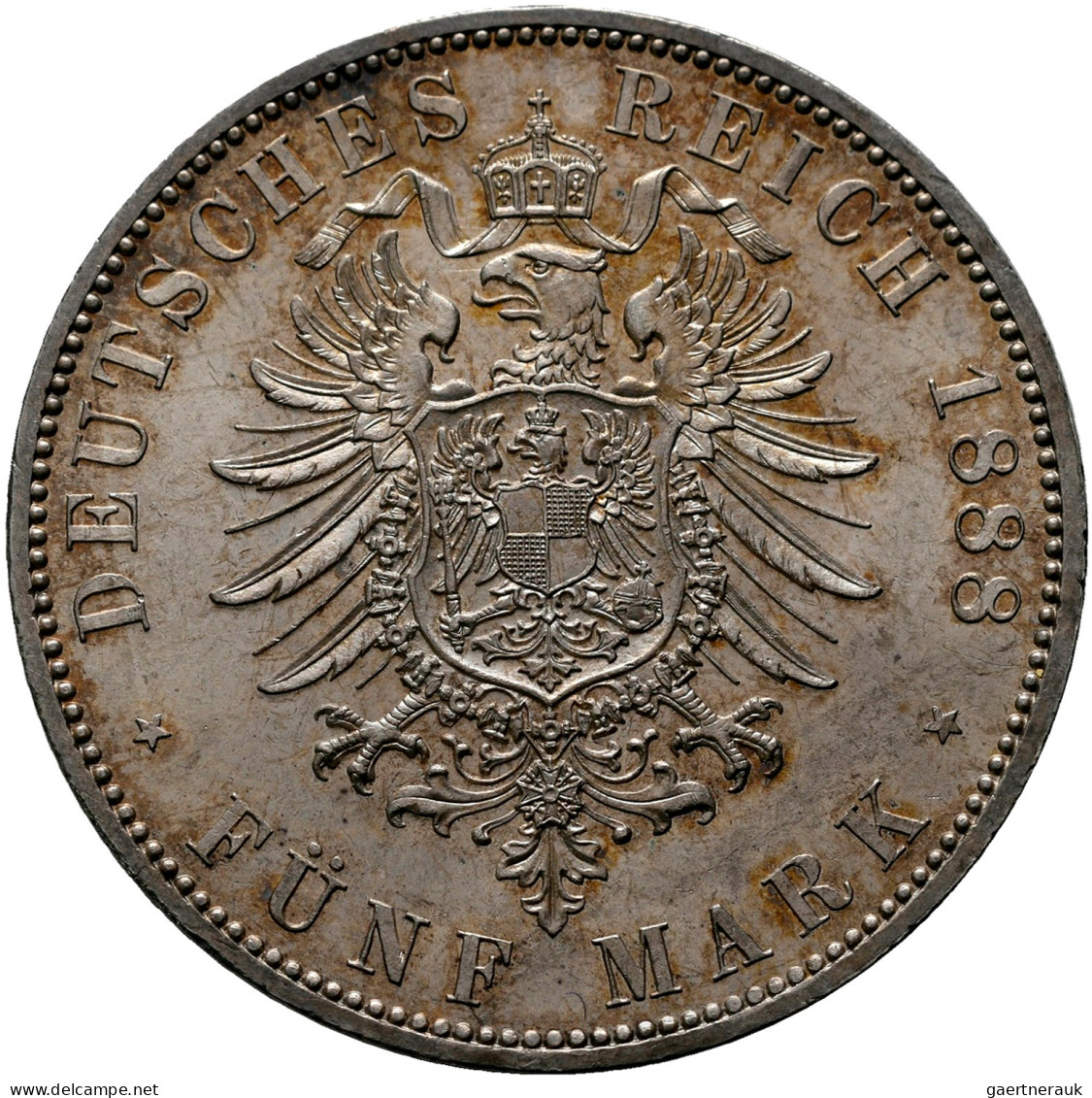 Preußen: Wilhelm II. 1888-1918: 5 Mark 1888 A (kleiner Adler), Jaeger 101. Klein - Taler En Doppeltaler