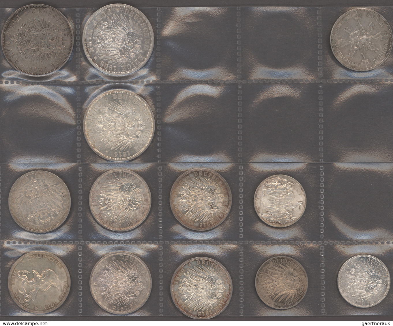 Preußen: Münzblatt Mit 13 Münzen, Dabei 3 X 2 Mark, 6 X 3 Mark Und 3 X 5 Mark So - Taler Et Doppeltaler
