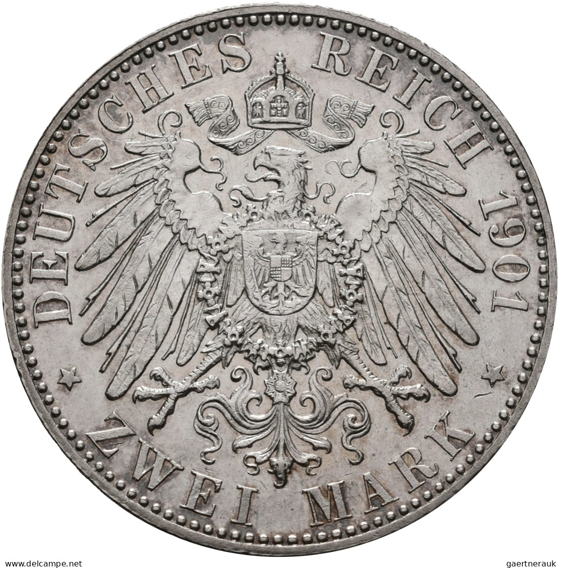 Reuß älterer Linie: Heinrich XXII. 1859-1902: 2 Mark 1901, Jaeger 118, Auflage 1 - Autres