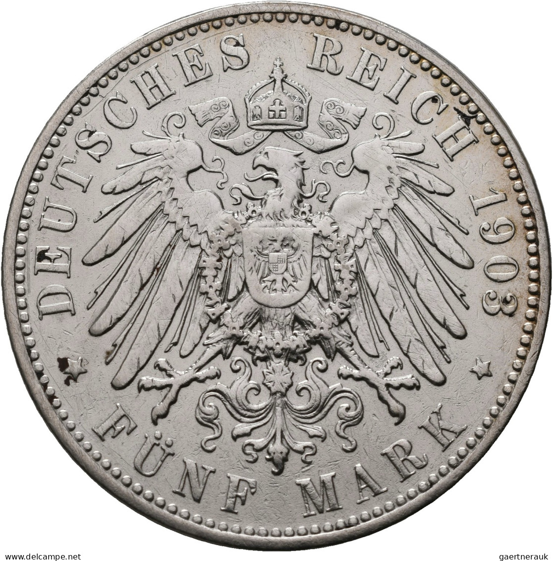 Sachsen: Georg 1902-1904: 2 Mark 1904 E (J. 129) + 5 Mark 1903 E (J. 130). Beide - Taler En Doppeltaler