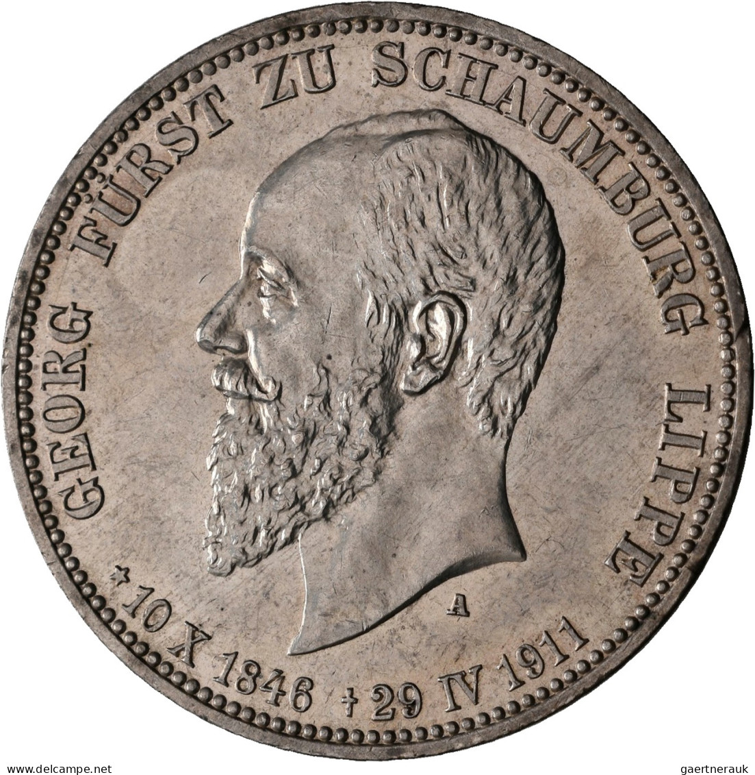 Schaumburg-Lippe: Georg 1893-1911: 3 Mark 1911 A, Auf Seinen Tod, Jaeger 166, Wi - Taler En Doppeltaler