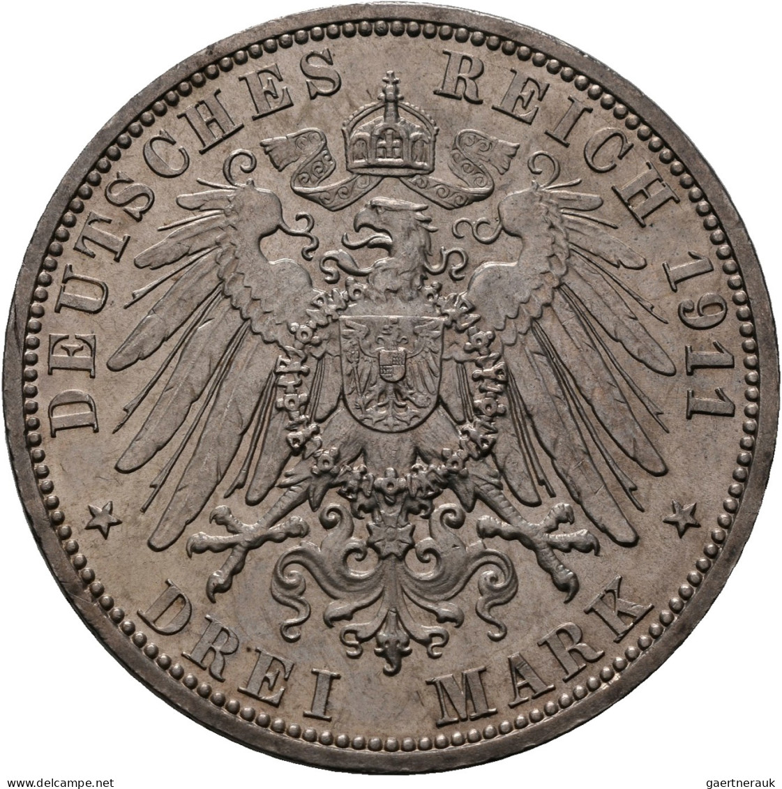 Schaumburg-Lippe: Georg 1893-1911: 3 Mark 1911 A, Auf Seinen Tod, Jaeger 166, Wi - Taler Et Doppeltaler