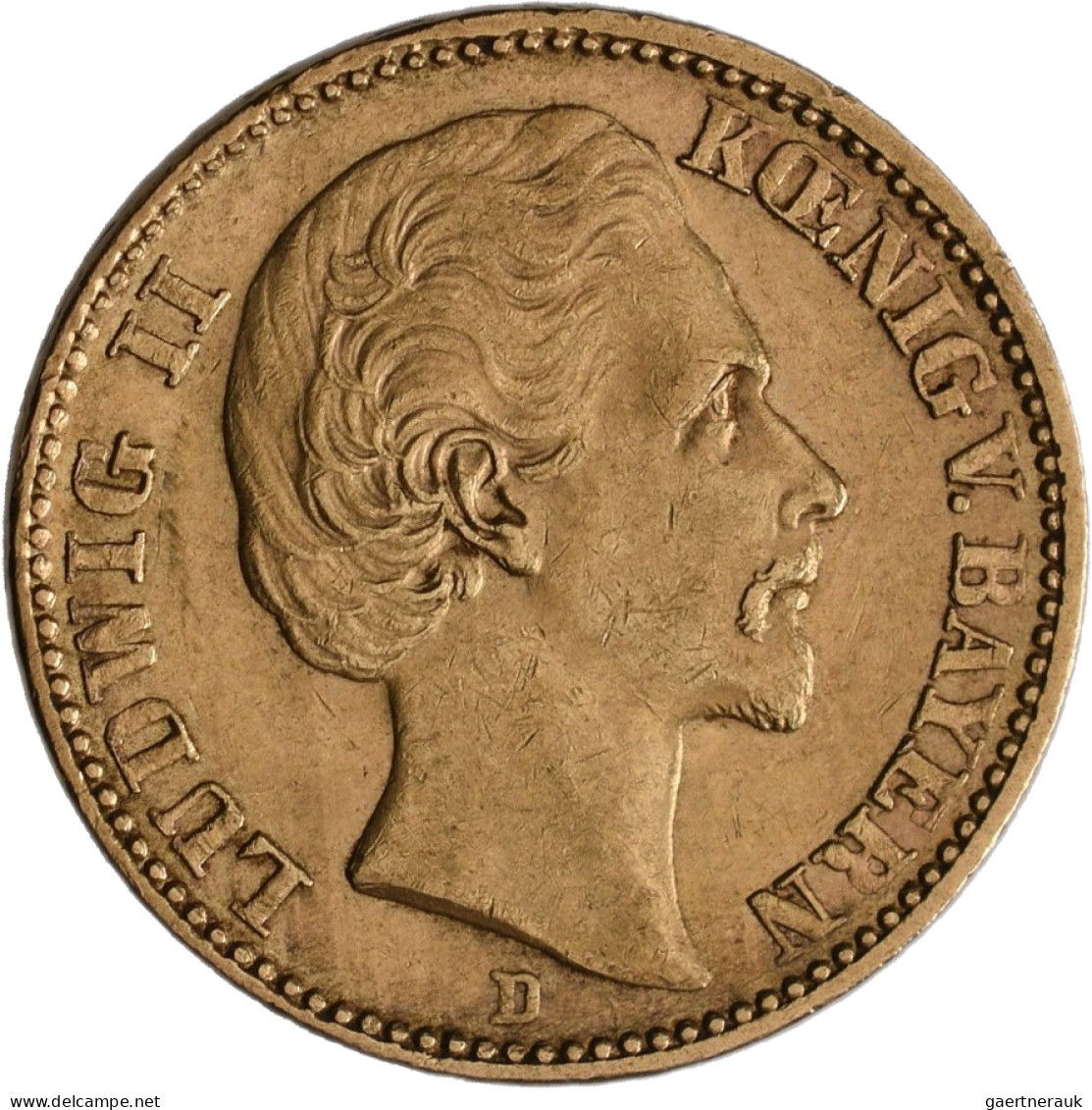 Bayern - Anlagegold: Ludwig II. 1864-1886: 20 Mark 1876 D. Jaeger 197. 7,96 G, 9 - 5, 10 & 20 Mark Oro