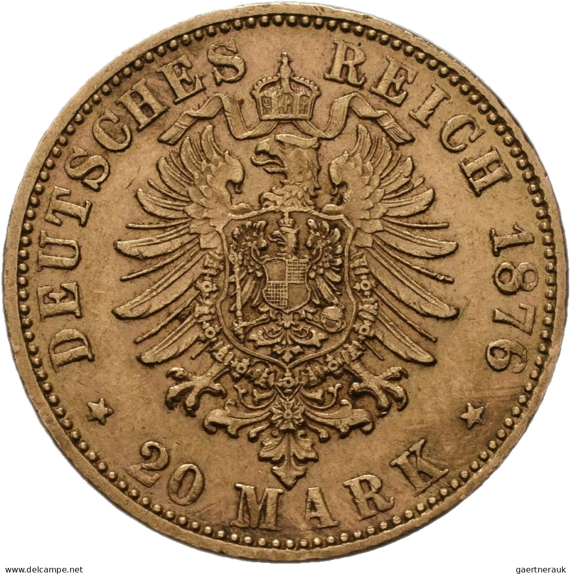 Bayern - Anlagegold: Ludwig II. 1864-1886: 20 Mark 1876 D. Jaeger 197. 7,96 G, 9 - 5, 10 & 20 Mark Oro