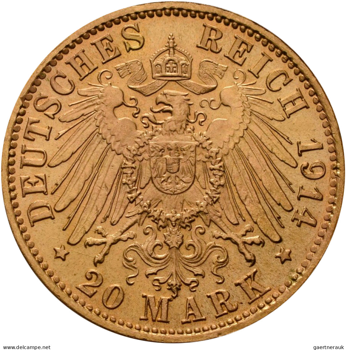 Bayern: Ludwig III. 1913-1918: 20 Mark 1914 D, Jaeger 202. 7,96 G, 900/1000 Gold - Gouden Munten