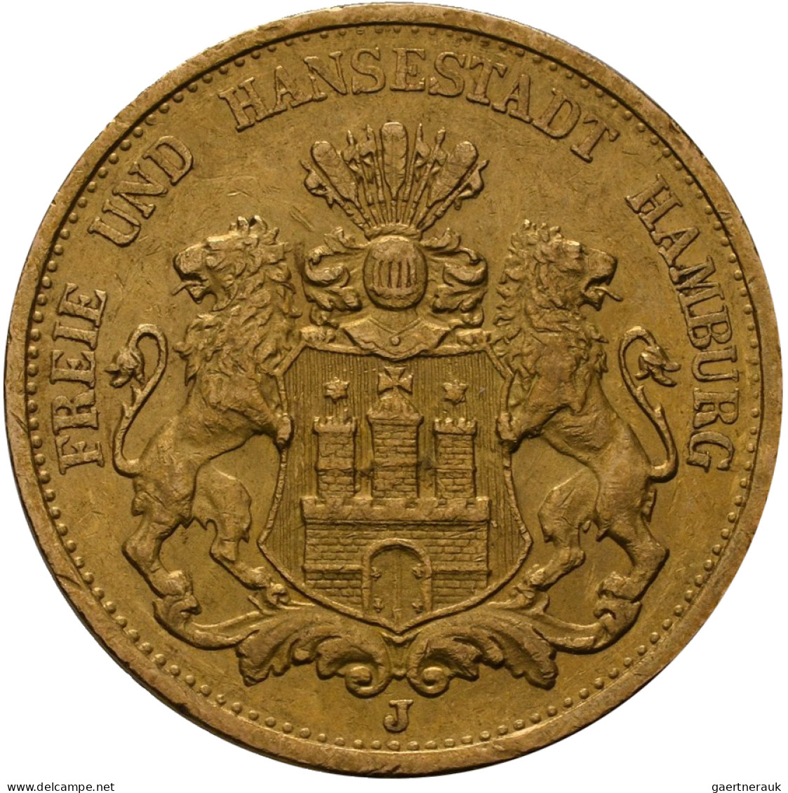 Hamburg - Anlagegold: Freie Und Hansestadt: 20 Mark 1893, Jaeger 212. 7,94 G, 90 - 5, 10 & 20 Mark Goud