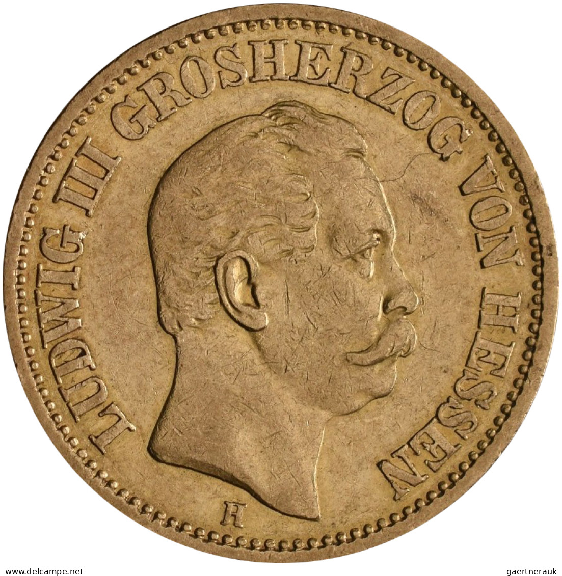 Hessen - Anlagegold: Ludwig III. 1848-1877: 20 Mark 1873 H, Jaeger 214. 7,94g, 9 - 5, 10 & 20 Mark Goud