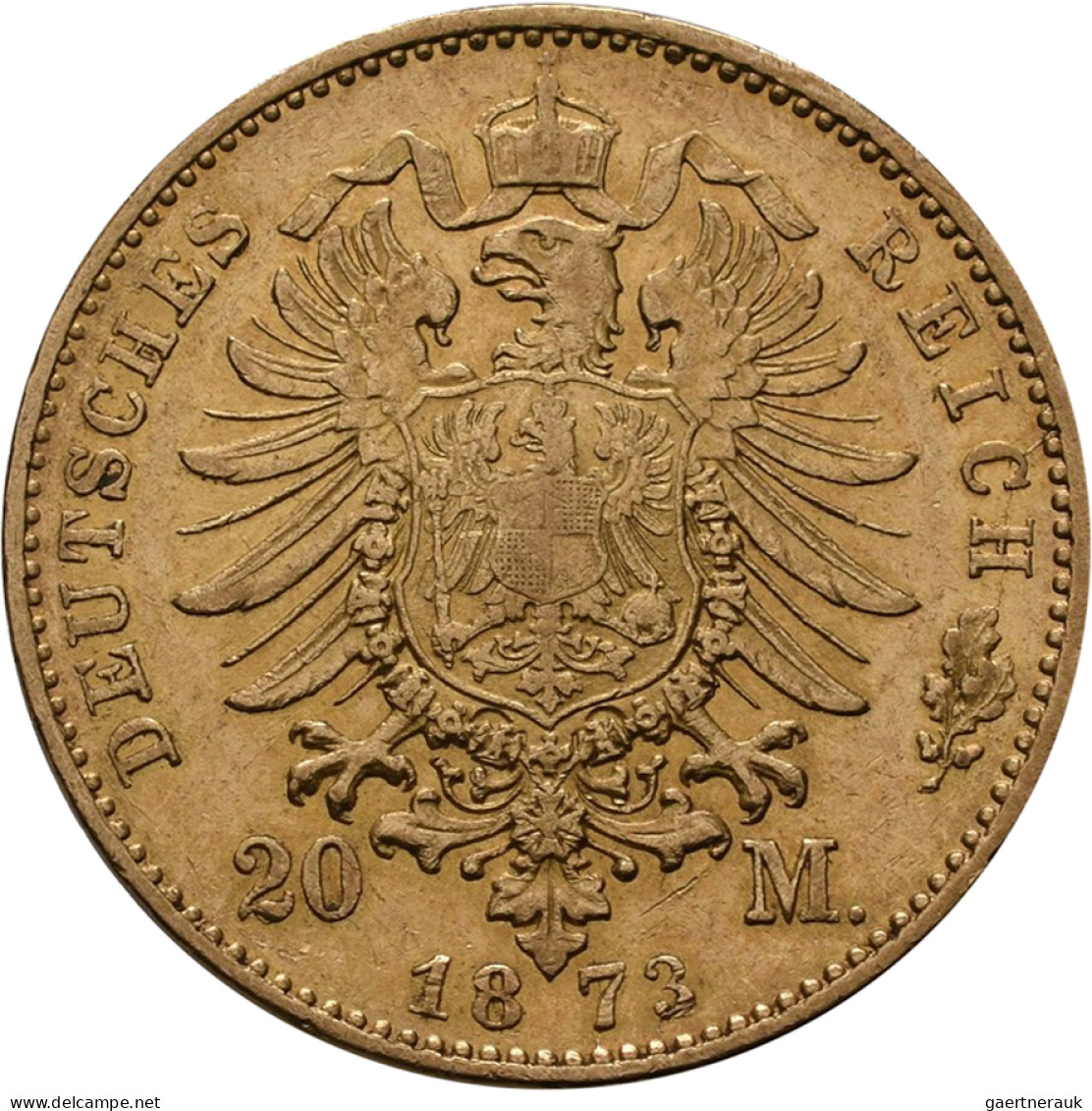 Hessen - Anlagegold: Ludwig III. 1848-1877: 20 Mark 1873 H, Jaeger 214. 7,94g, 9 - 5, 10 & 20 Mark Gold