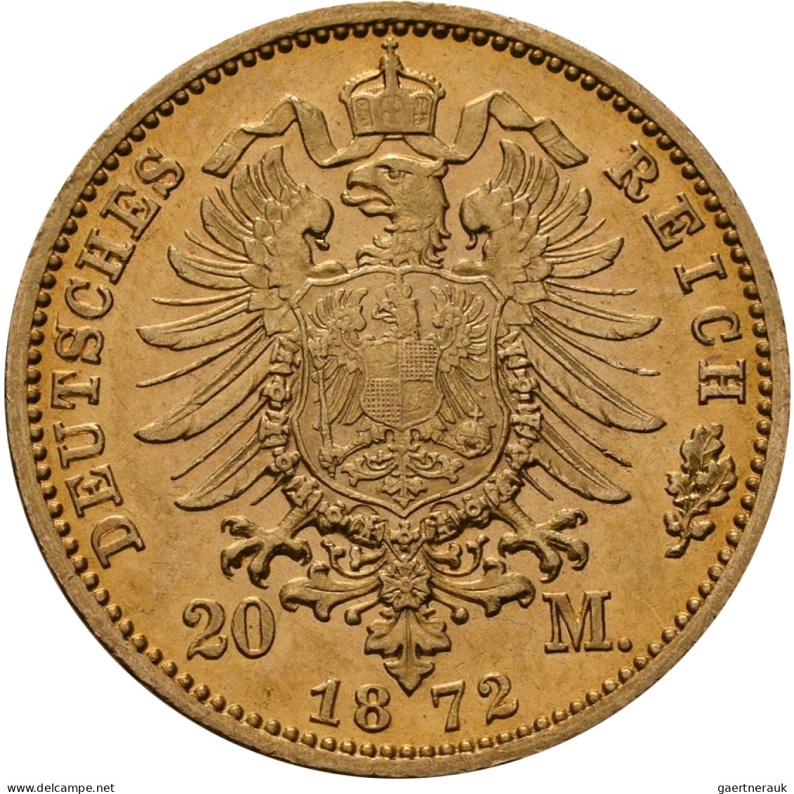 Preußen - Anlagegold: Wilhelm I. 1861-1888: 20 Mark 1872 C. Jaeger 243. 7,94 G, - 5, 10 & 20 Mark Oro