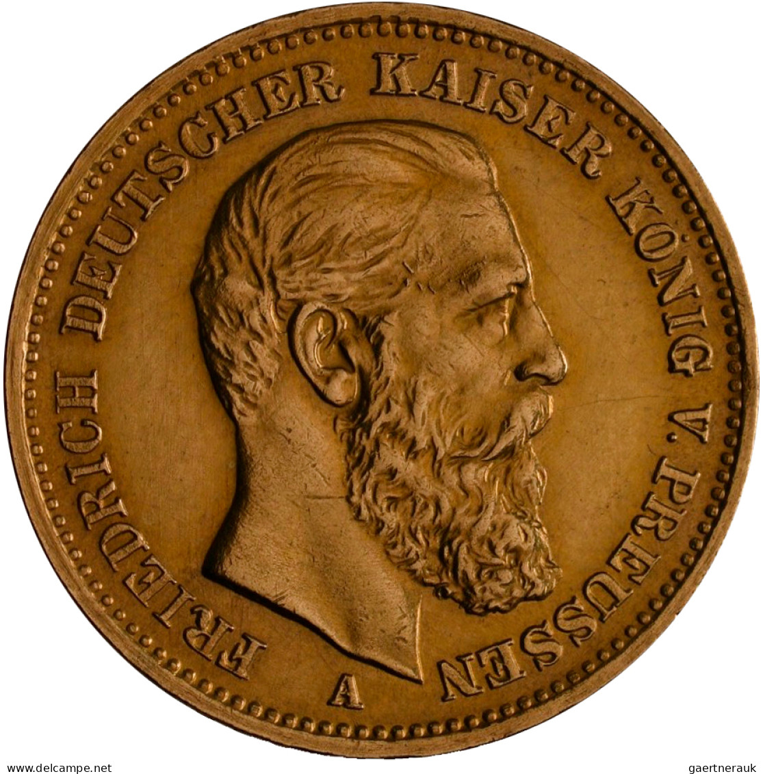 Preußen - Anlagegold: Friedrich III. 1888: 20 Mark 1888 A, Jaeger 248. Dabei Noc - 5, 10 & 20 Mark Goud