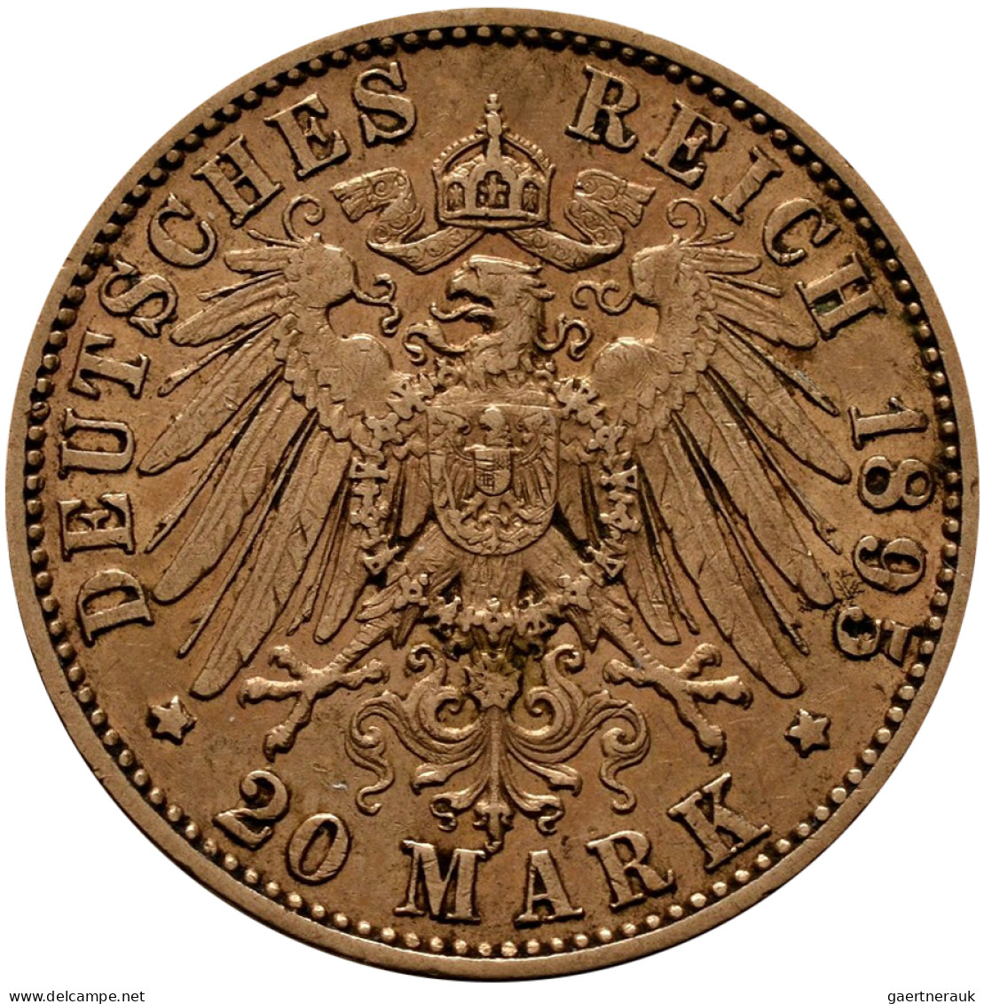 Sachsen - Anlagegold: Albert 1873-1902: 20 Mark 1895 E, Jaeger 264. 7,93 G, 900/ - 5, 10 & 20 Mark Gold