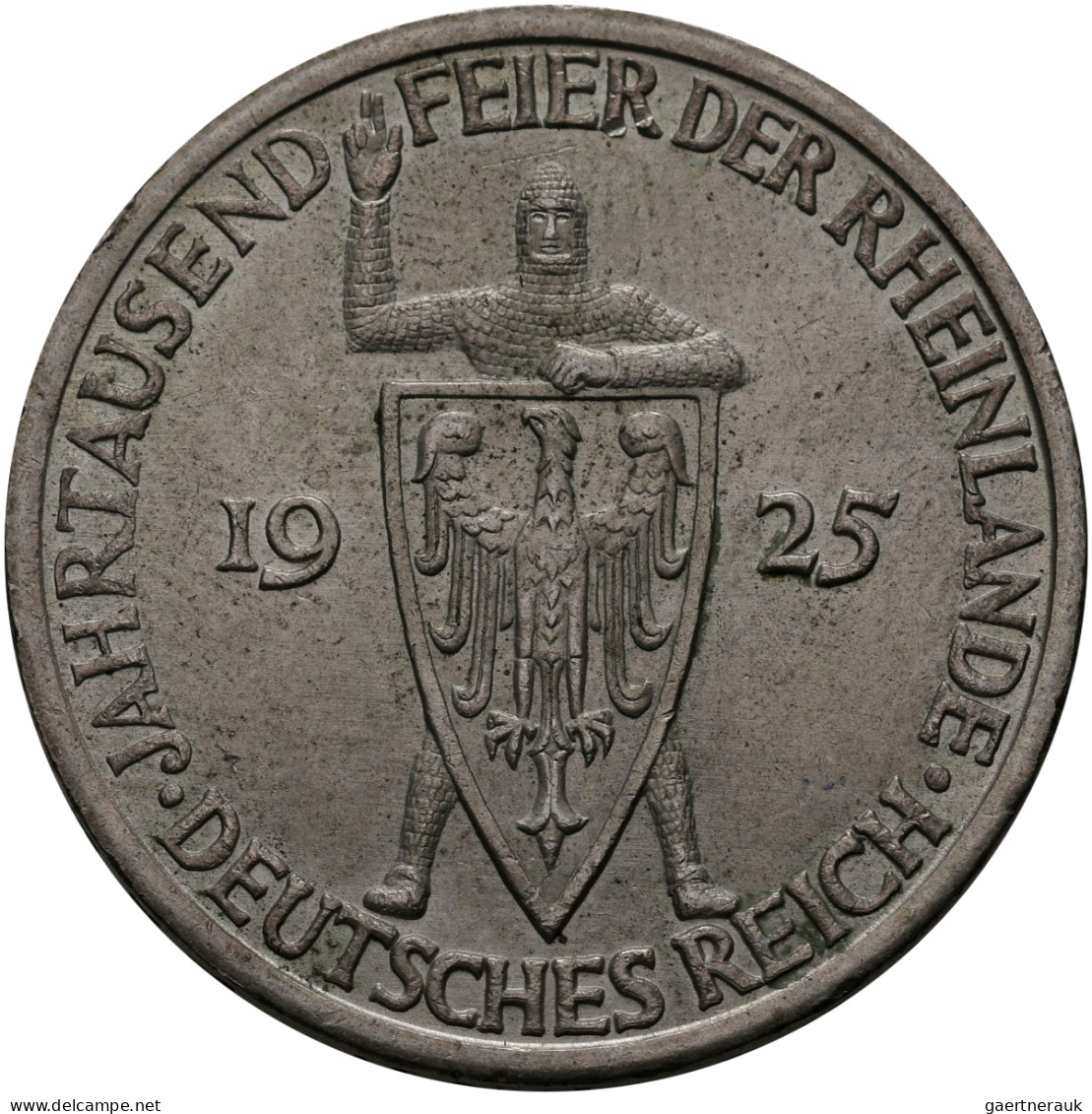 Weimarer Republik: 3 Reichsmark 1925 A + F, 1000 Jahrfeier Rheinlande, Jaeger 32 - Otros & Sin Clasificación