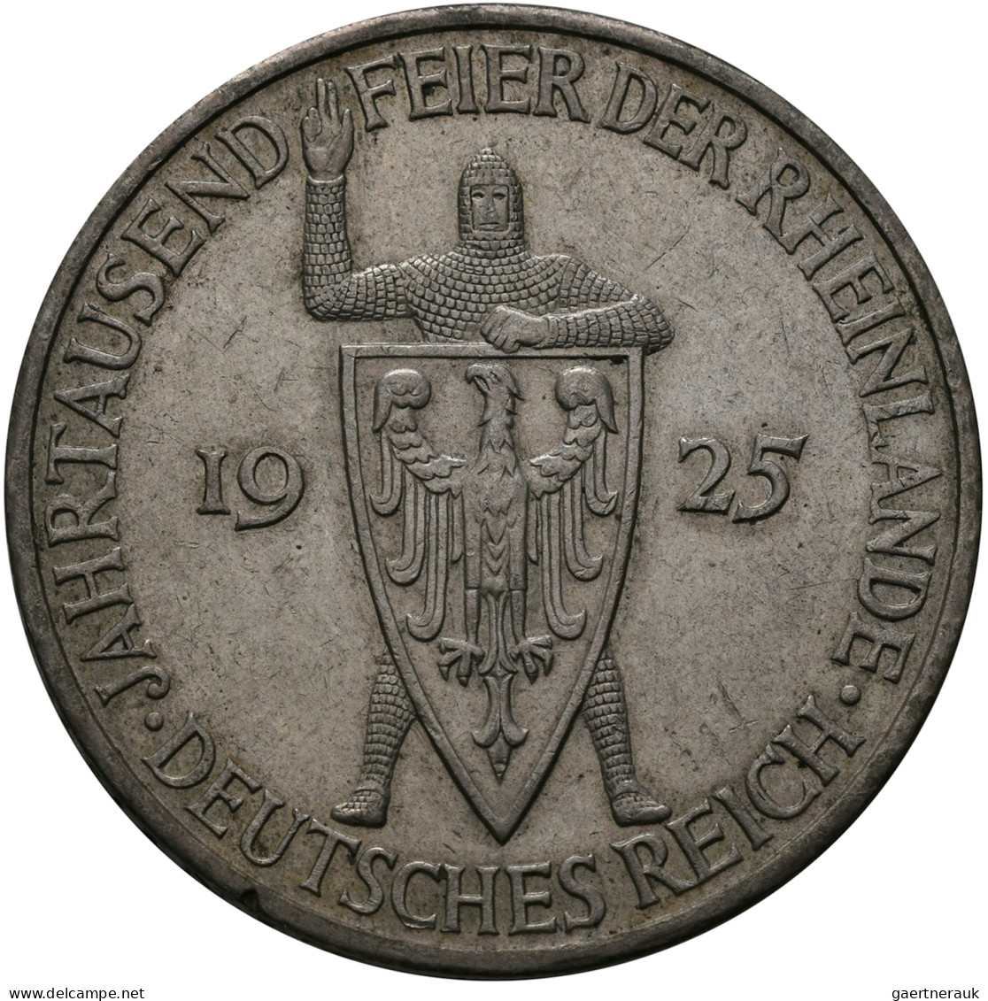 Weimarer Republik: 5 Reichsmark 1925 J, Rheinlande, Jaeger 322. Kratzer Und Rand - Autres & Non Classés