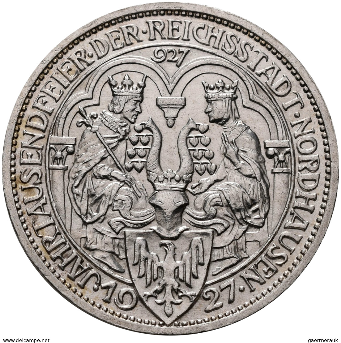 Weimarer Republik: 3 Reichsmark 1927 A, Nordhausen, Jaeger 327, Vorzüglich. - Other & Unclassified