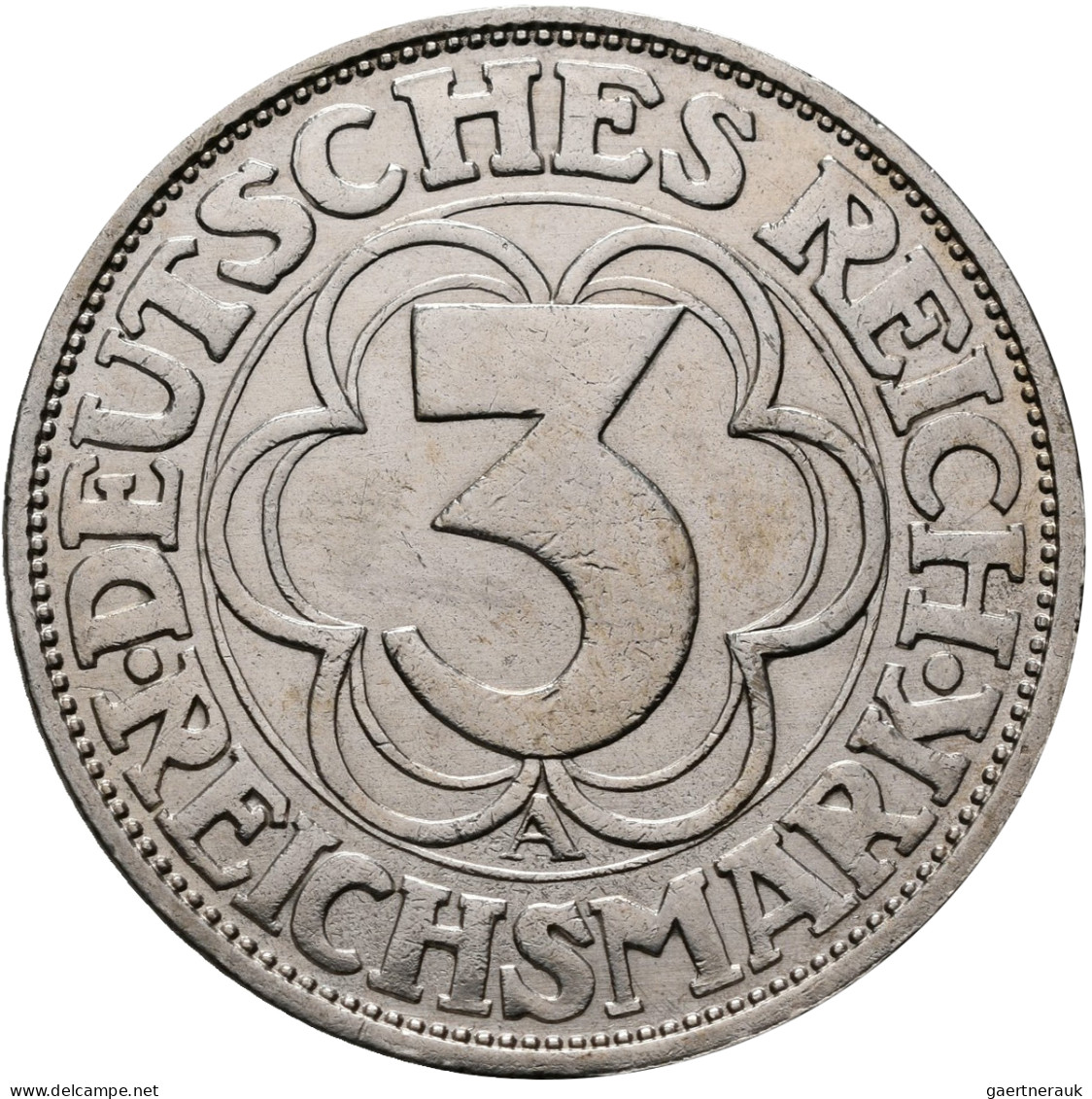 Weimarer Republik: 3 Reichsmark 1927 A, Nordhausen, Jaeger 327, Vorzüglich. - Other & Unclassified